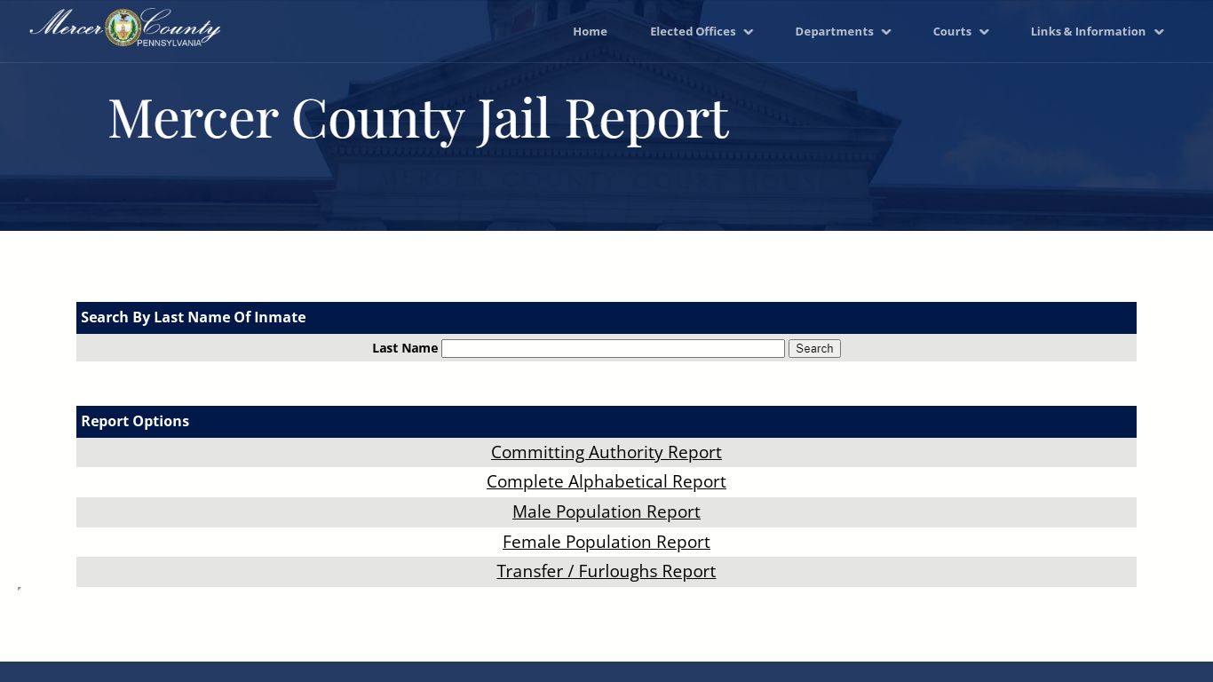 Mercer County Jail Population Report