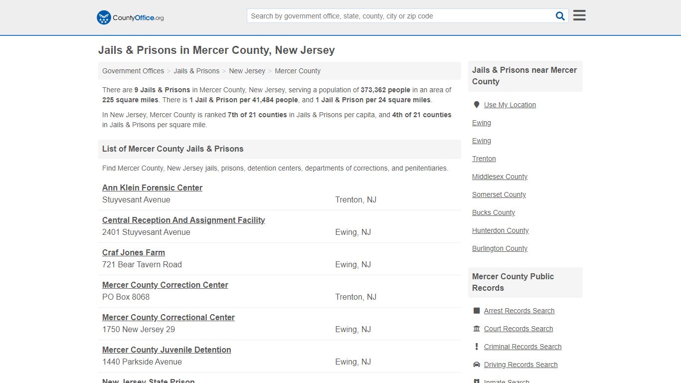 Jails & Prisons - Mercer County, NJ (Inmate Rosters & Records)
