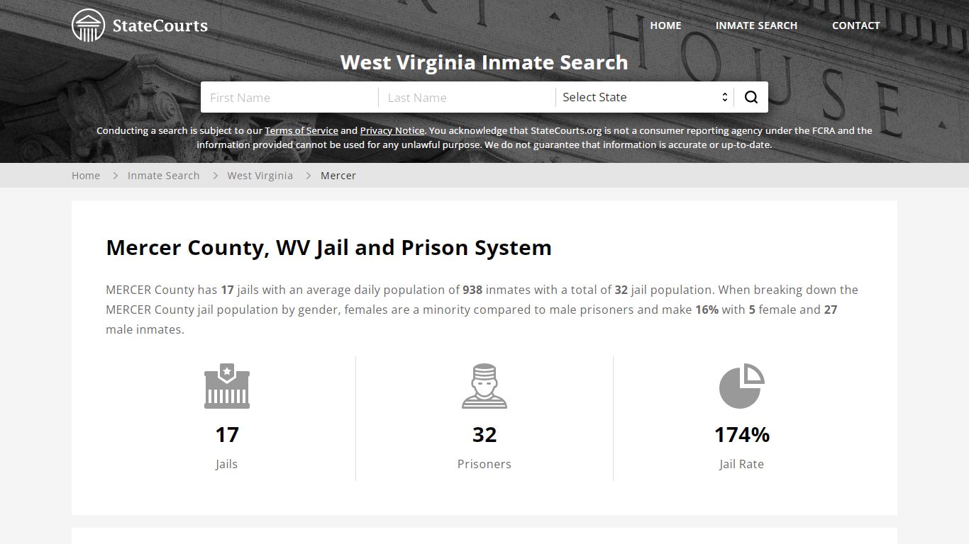 Mercer County, WV Inmate Search - StateCourts